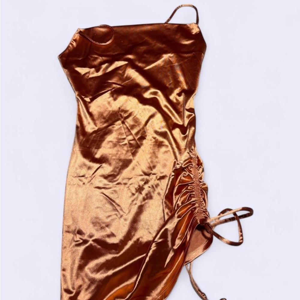 Liz & Sara Elegant Orange Satin Dress